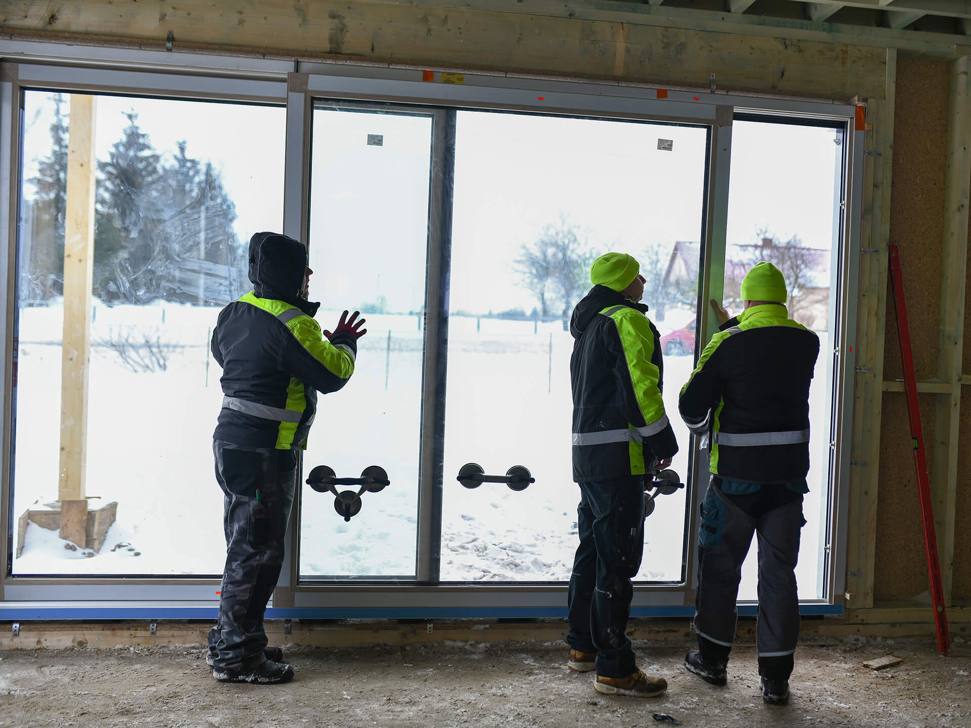 Schutzband am PVC-Fenster.