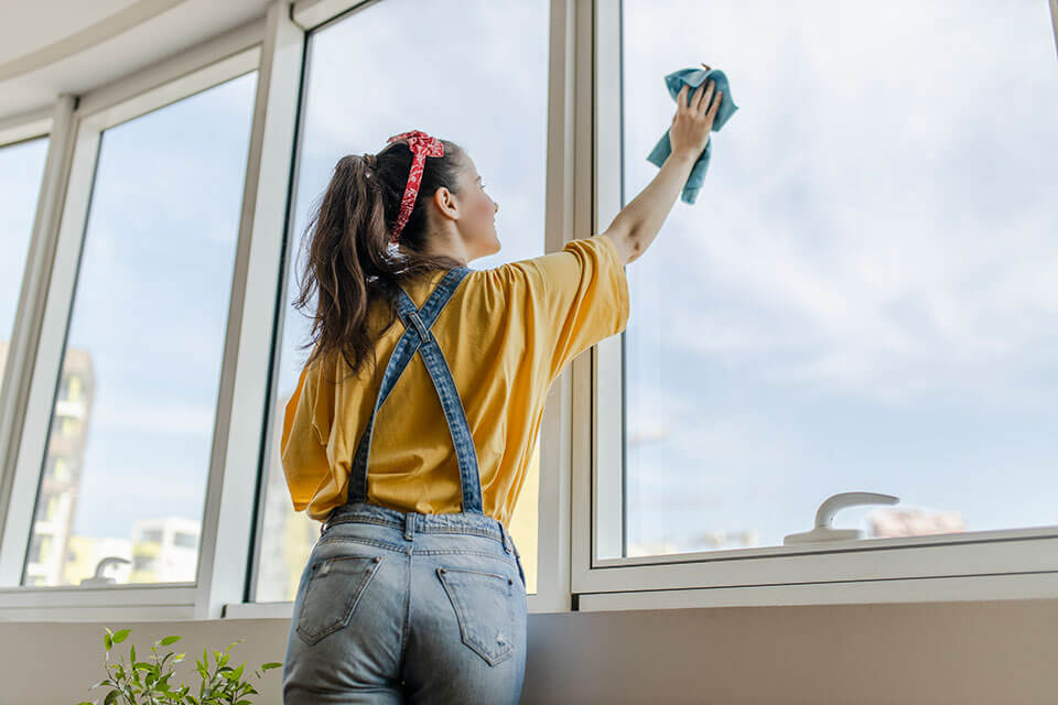 Zerkratztes Glas im Fenster