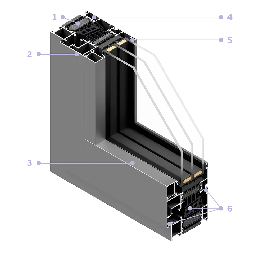 Querschnitt des Premium 86N-Fensters