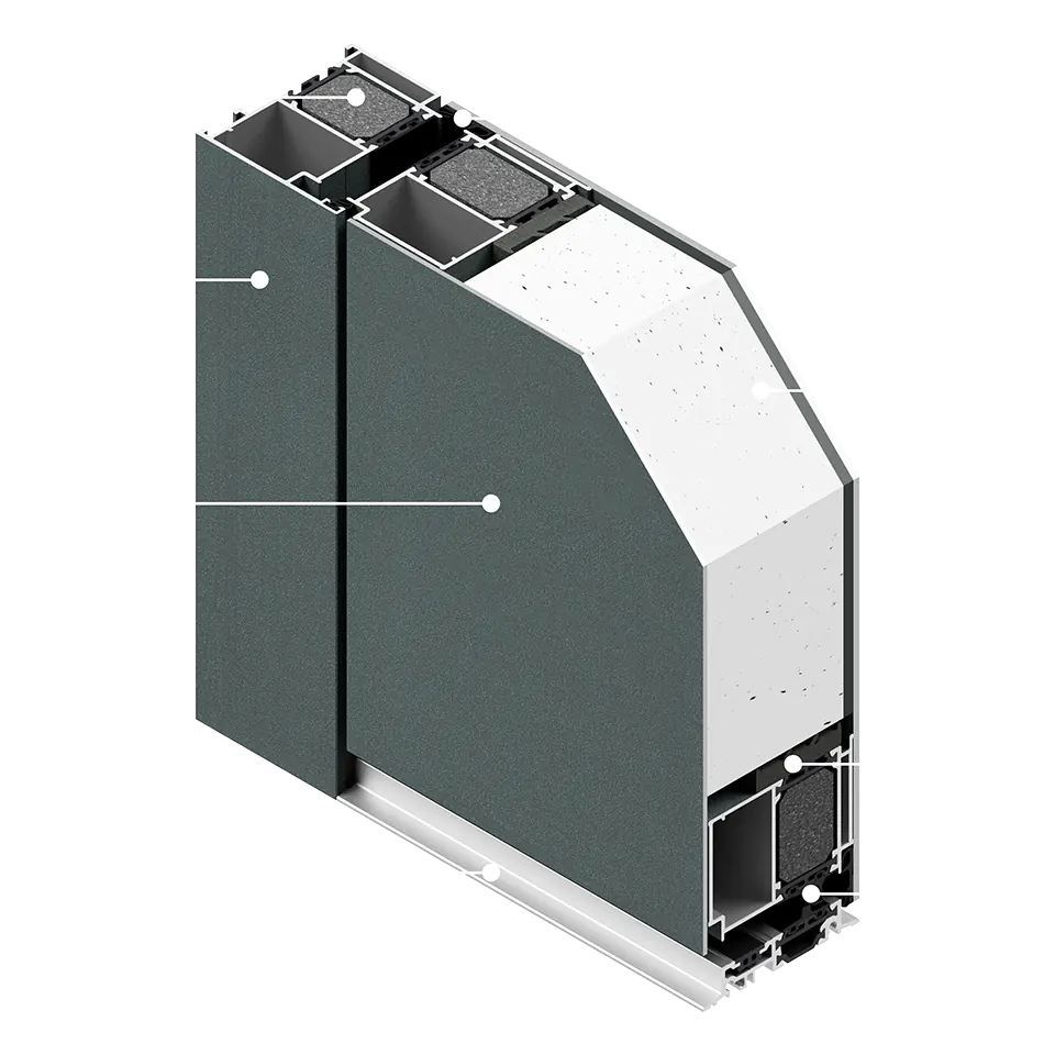 Querschnitt einer Premium 86N Aluminiumtür (exklusiv)