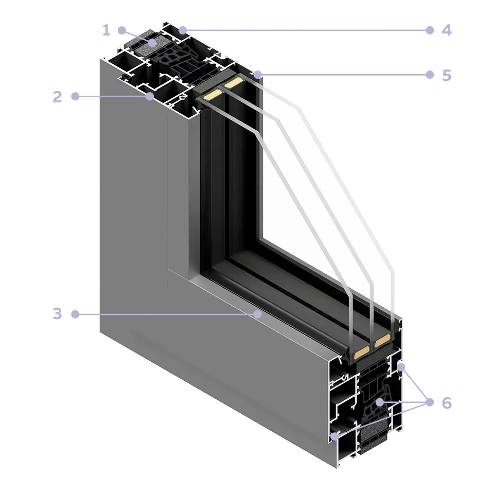 Querschnitt des Premium 79N-Fensters