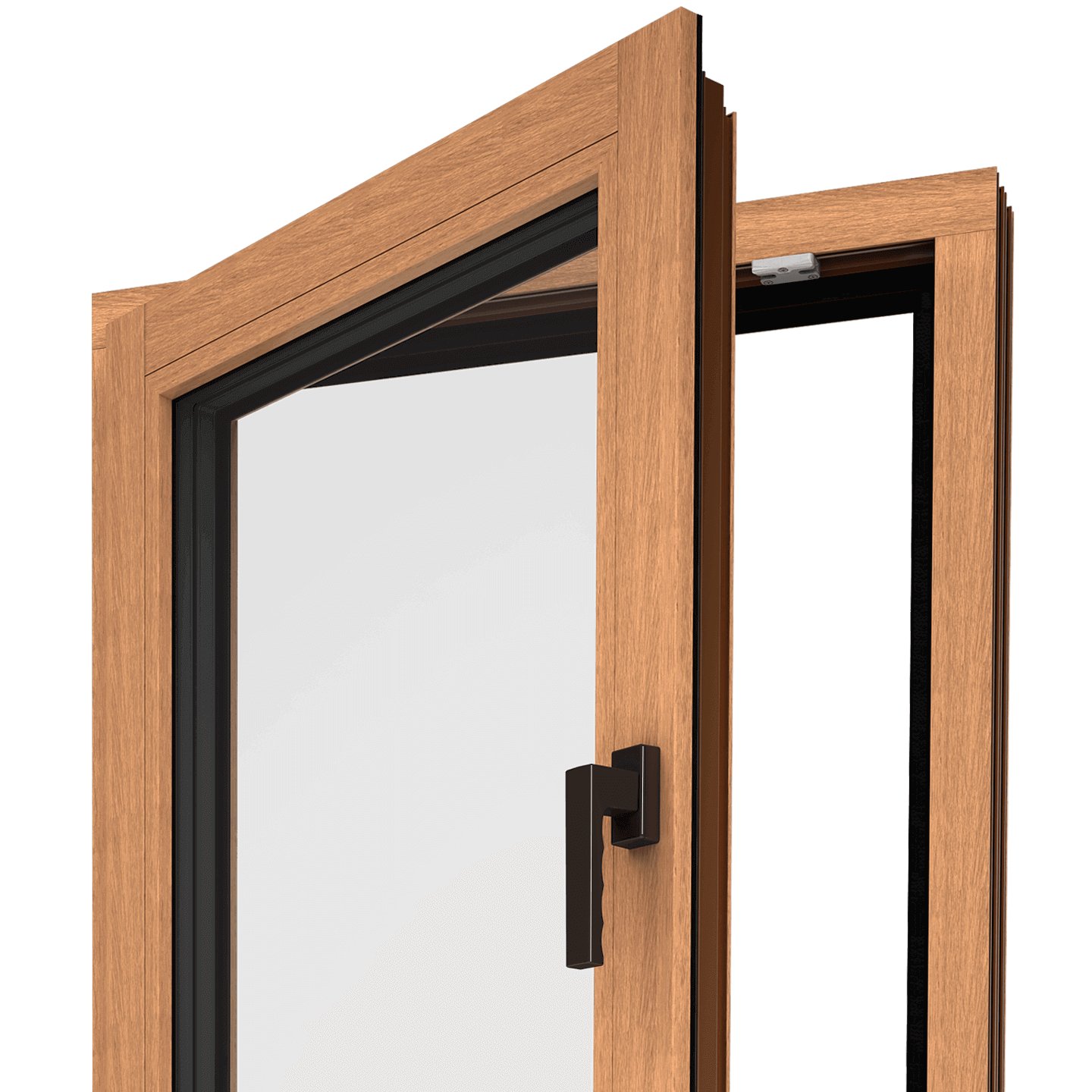 Okno Wood Look, które przypomina tradycyjne okno wykonane z drewna.