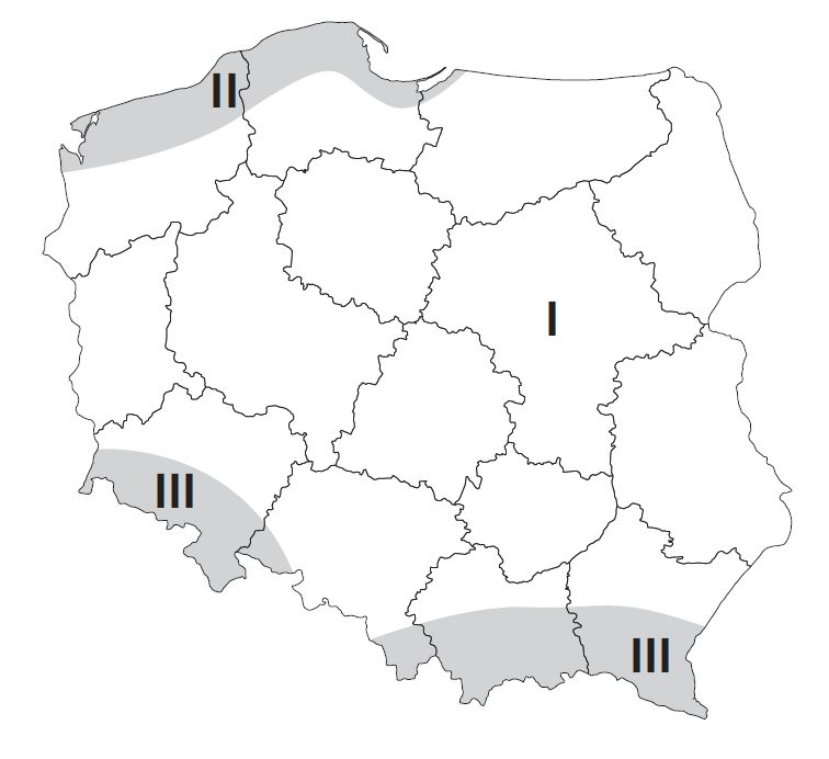 Windzonen in Polen.